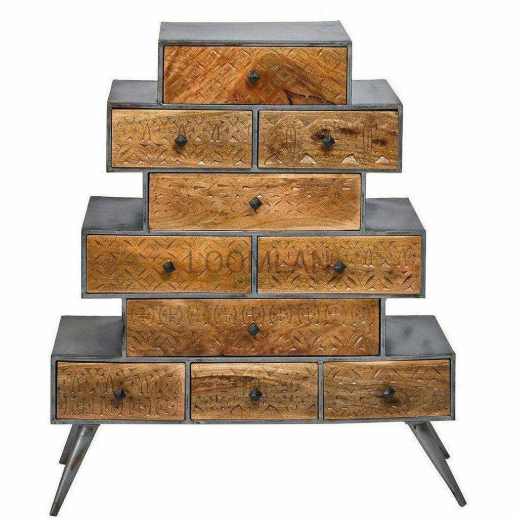 47x40 Apothecary Chest 10 Drawer Wood Cabinet k7