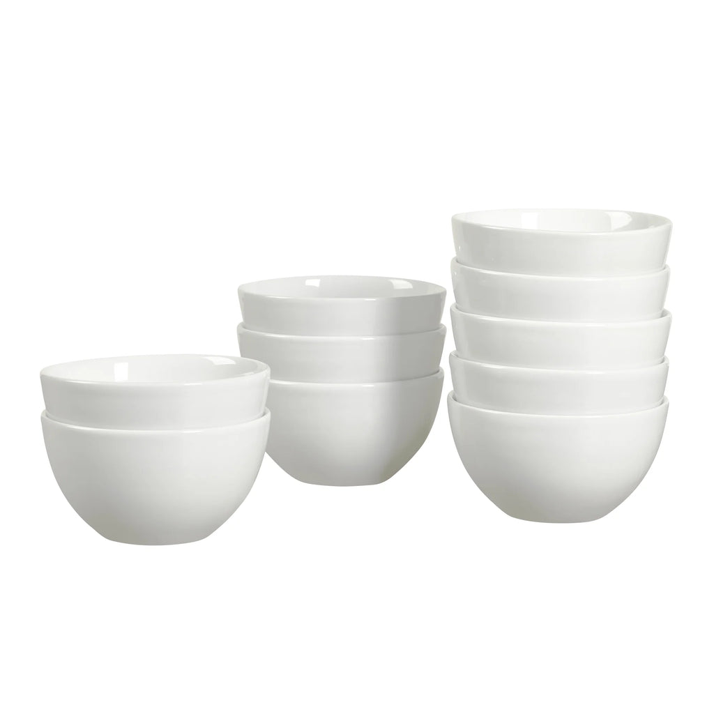Tabletops Gallery 10 Pack White Ceramic 5.5" Cereal Bowls Set for Catering Entertaining