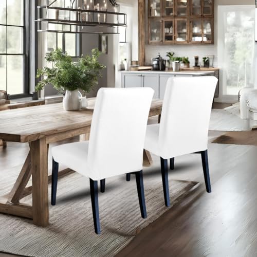Linen Cotton Dining Chair Slipcover White Set of 2 k7