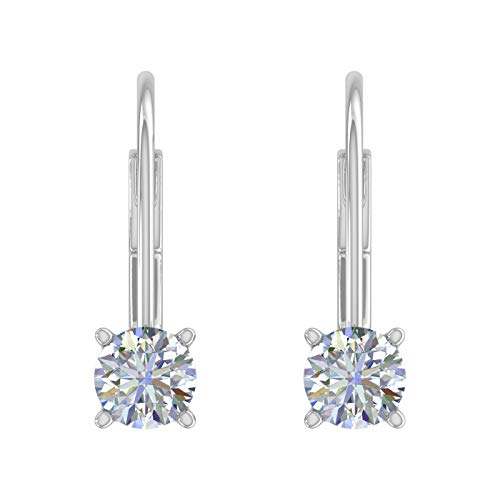 Diamond Leverback Drop Earrings 10K Gold IGI Certified a7