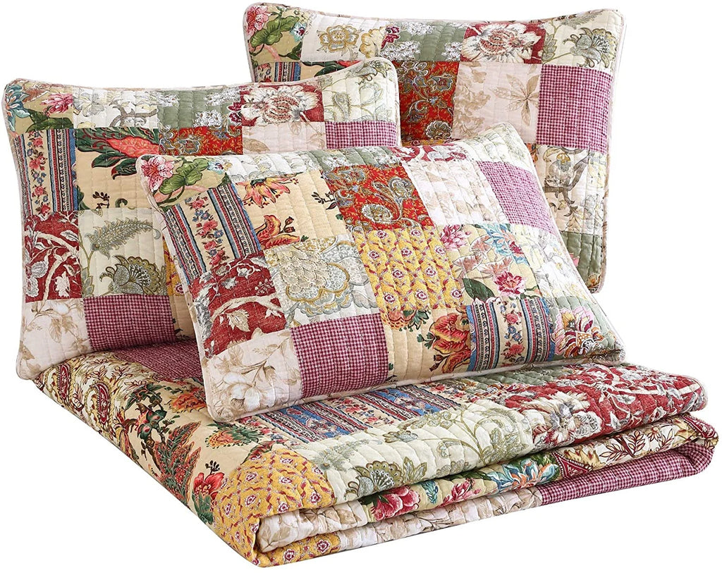 Floral Patchwork Reversible Cotton Daybed Set q7K