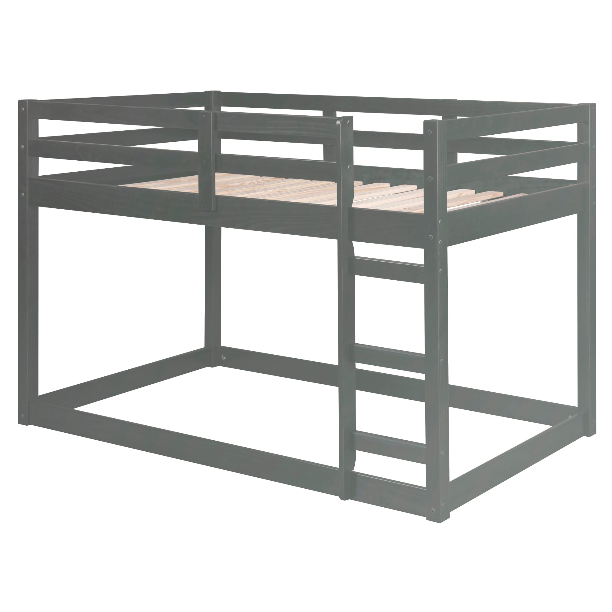 Twin Loft Bed with Wood Frame, Gray A7