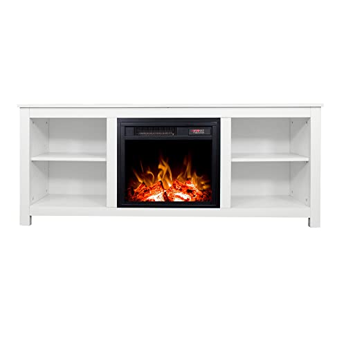 Electric Fireplace TV Stand for 65 Inch TV with 4 Shelves White k7