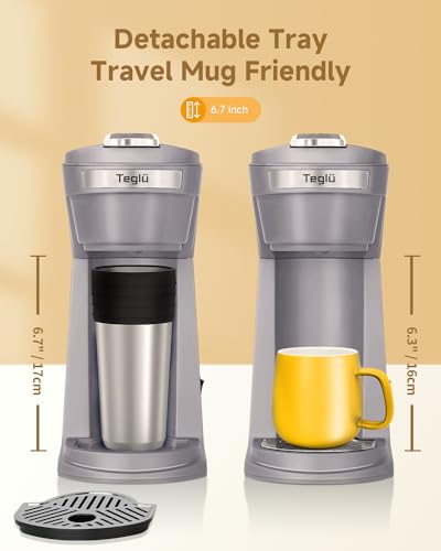Single Serve Coffee Maker for K Cup & Ground Coffee, 14 oz, Gray 7k