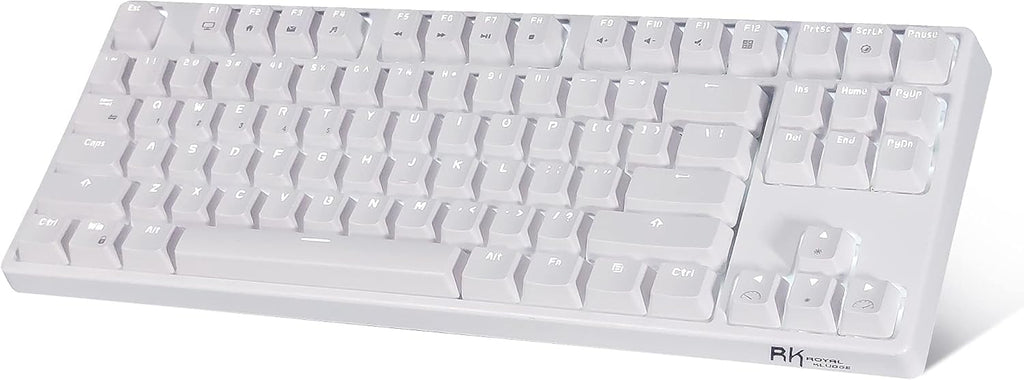 RK ROYAL KLUDGE Mechanical Keyboard 87 Keys White LED Backlight Tenkeyless USB Wired/Wireless Bluetooth Keyboard Gaming/Office for iOS Android Windows MacOS and Linux RK987 (Blue Switch-White)