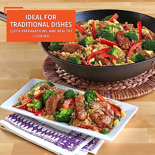 Cast Iron Wok Pre-Seasoned Non-Stick 14 Inch 7k