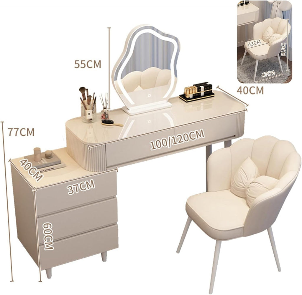 Makeup Vanity Table with Lighted Mirror, 3 Lighting Modes A7