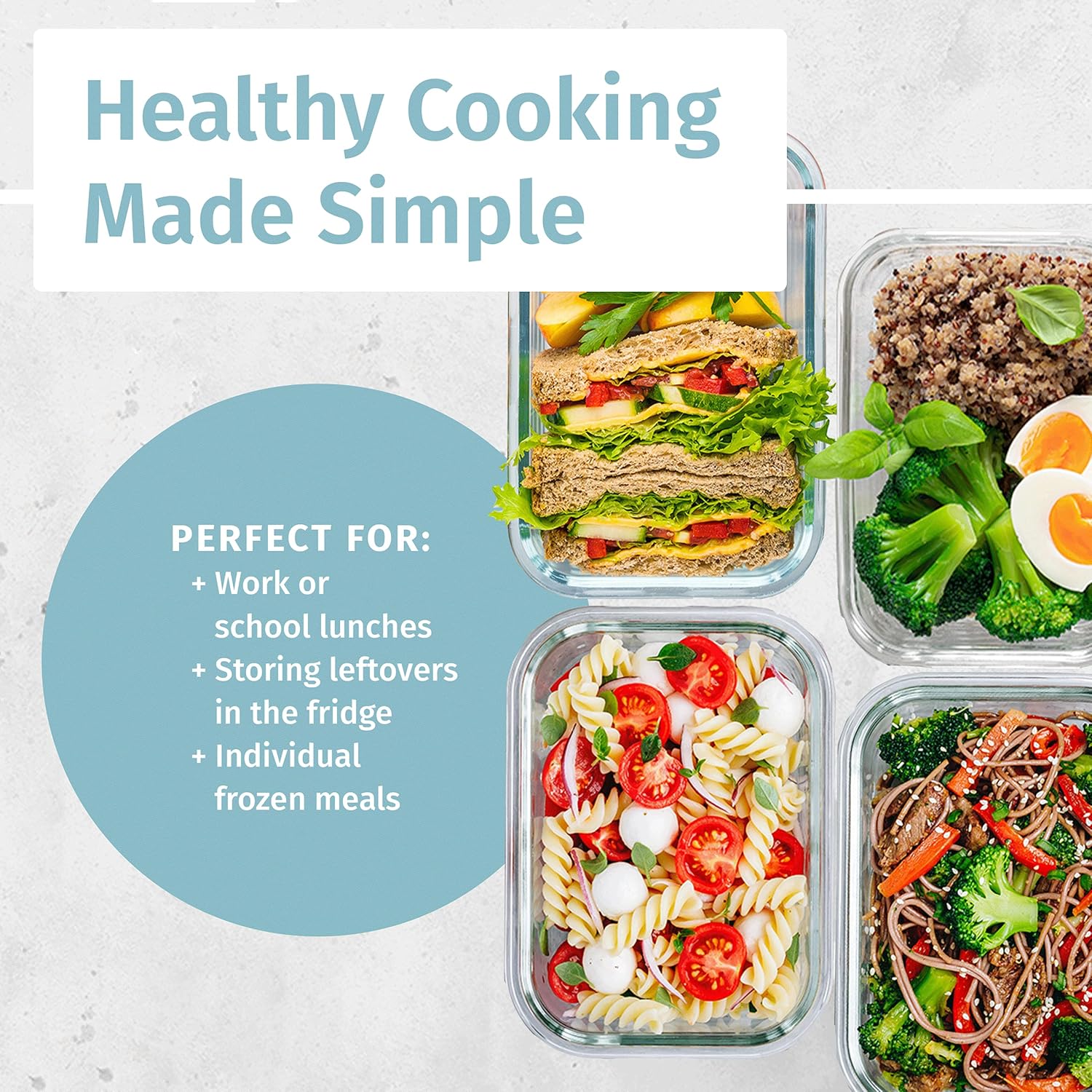 Glass Food Storage Containers with Locking Lids 4pk A7