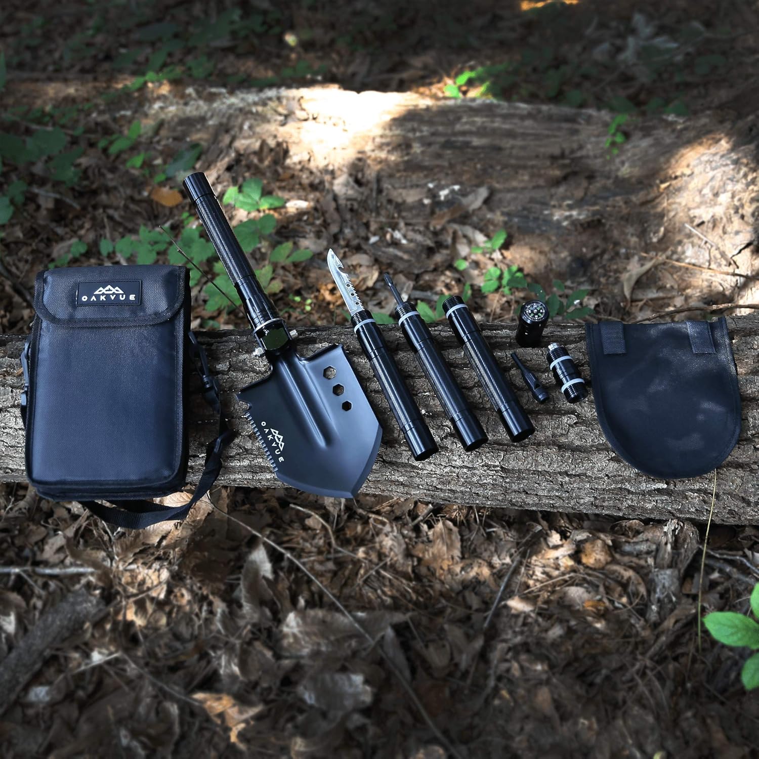 Survival Shovel Multitool with Carry Pouch, Folding Camping Tool 7k