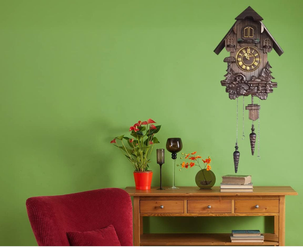 Wall Cuckoo Clock Wooden Hand-Carved Black Forest A7