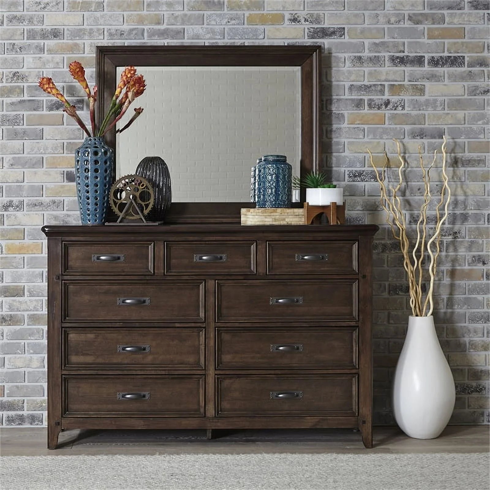 Queen Panel Bedroom Set with 9 Drawer Dresser a7