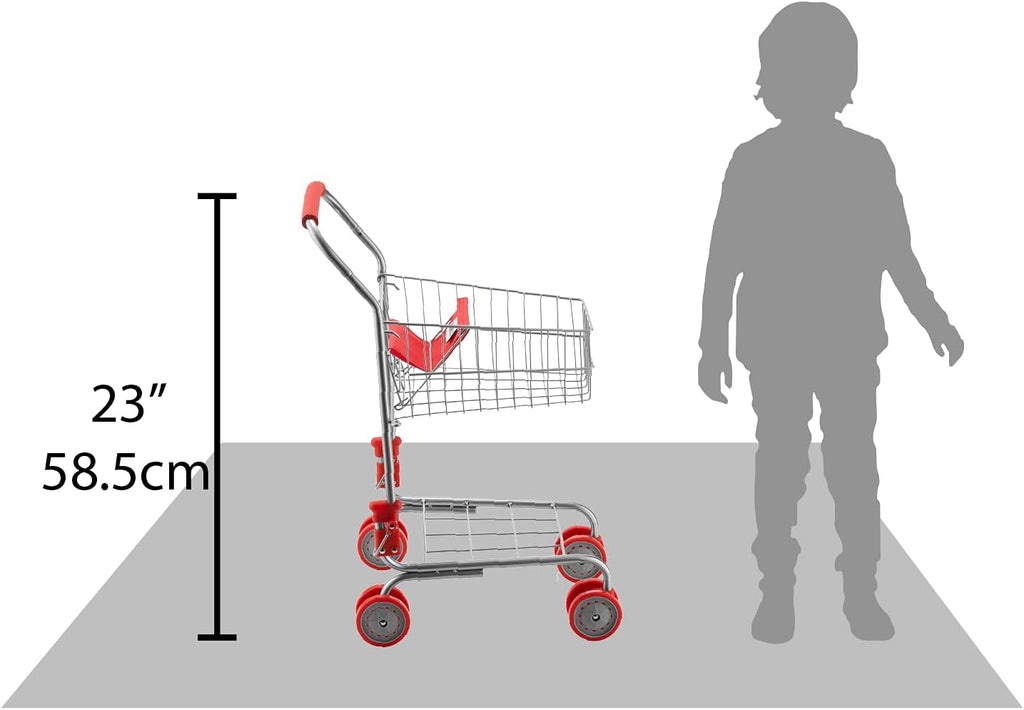 Toy Shopping Cart Foldable with Swivel Wheels for Kids Red k7