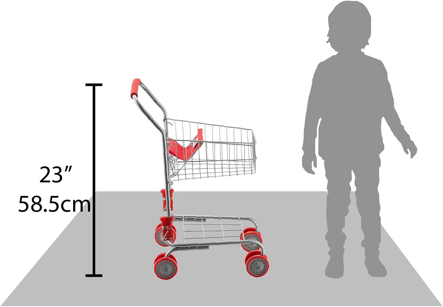 Toy Shopping Cart Foldable with Swivel Wheels for Kids Red k7