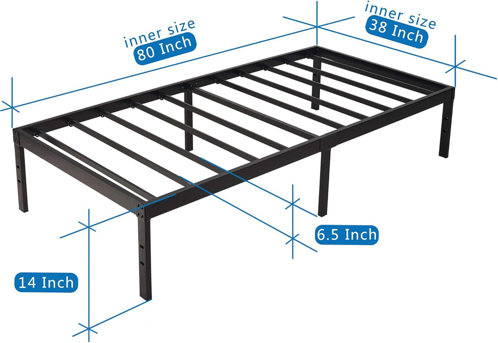 Metal Platform Bed Frame with Steel Slat Support k7m