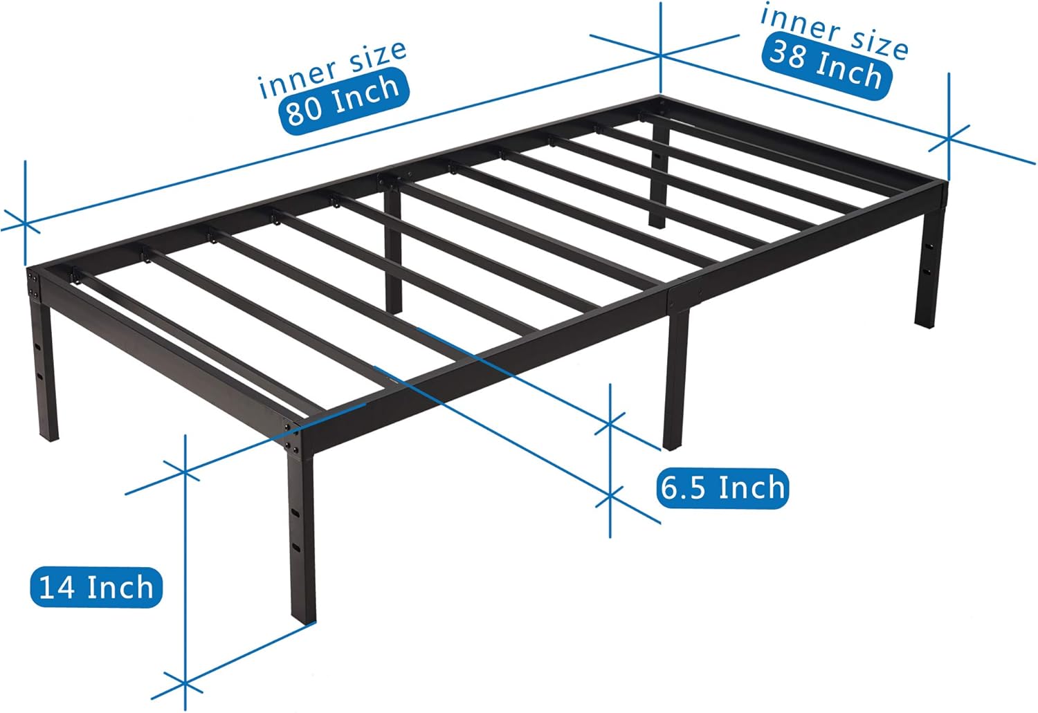 Metal Platform Bed Frame with Steel Slat Support k7m