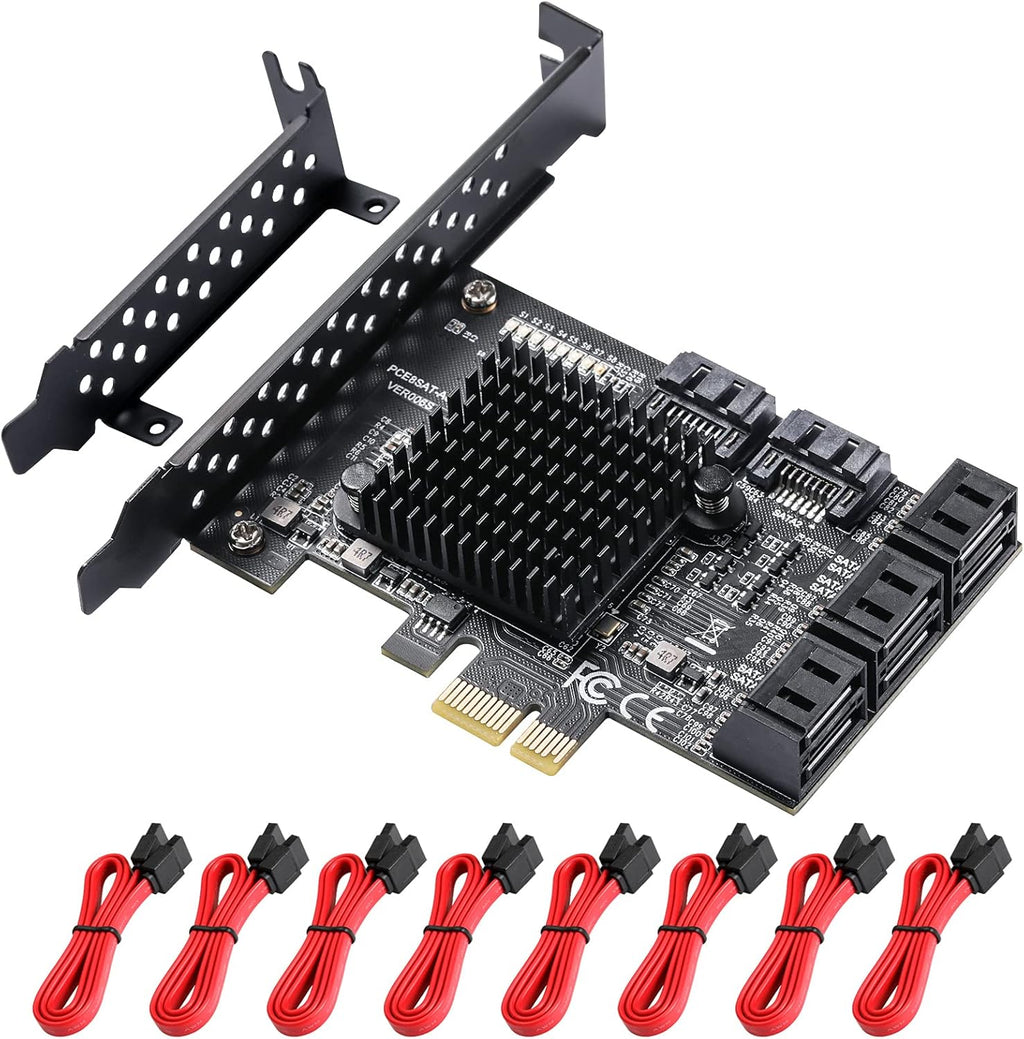 16 Port SATA PCIe Expansion Card with 16 Cables B7k
