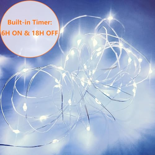 50 LED Fairy Lights Battery Operated with Remote Timer 16FT Warm White a7