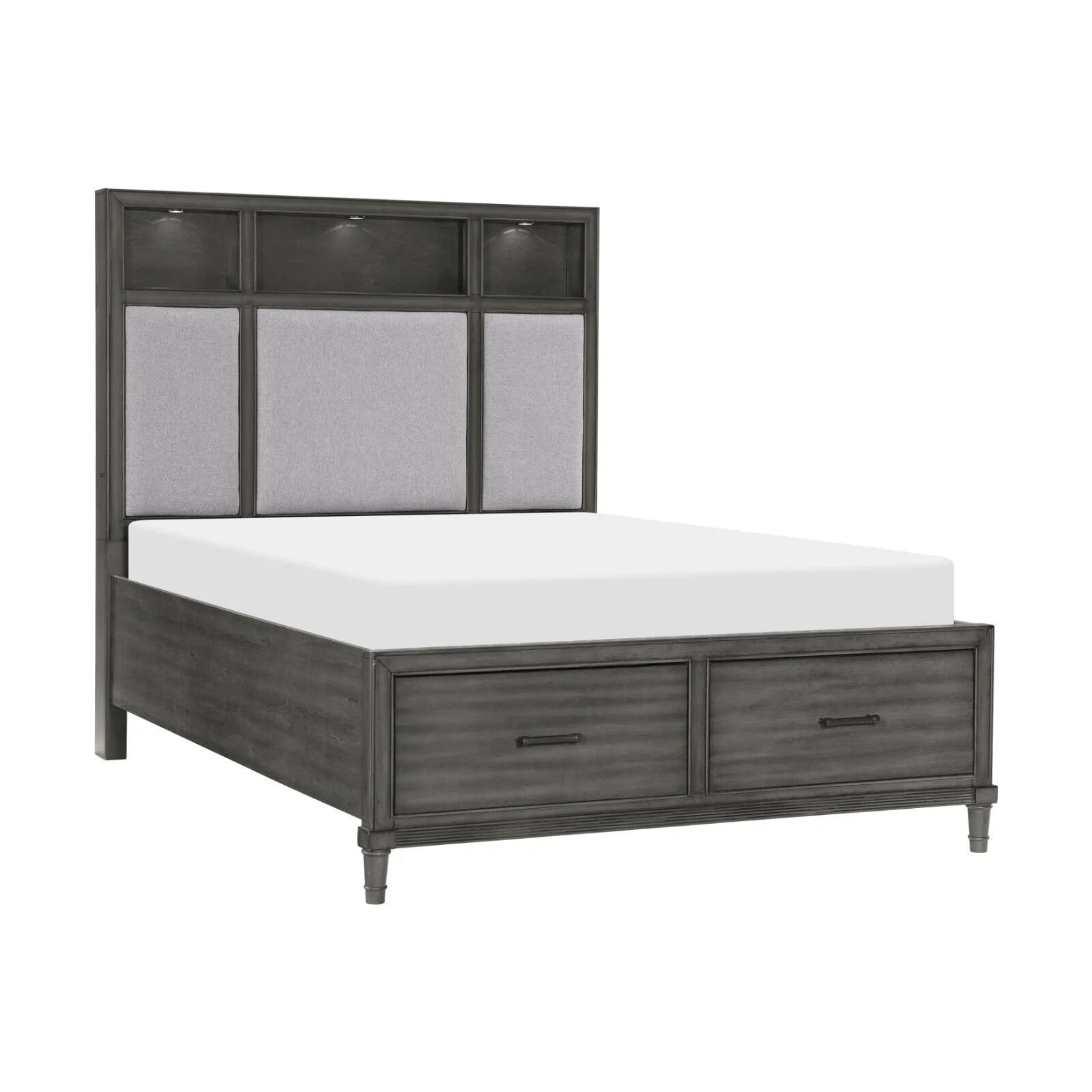Platform Bed Queen with Storage USB Ports LED Headboard A7