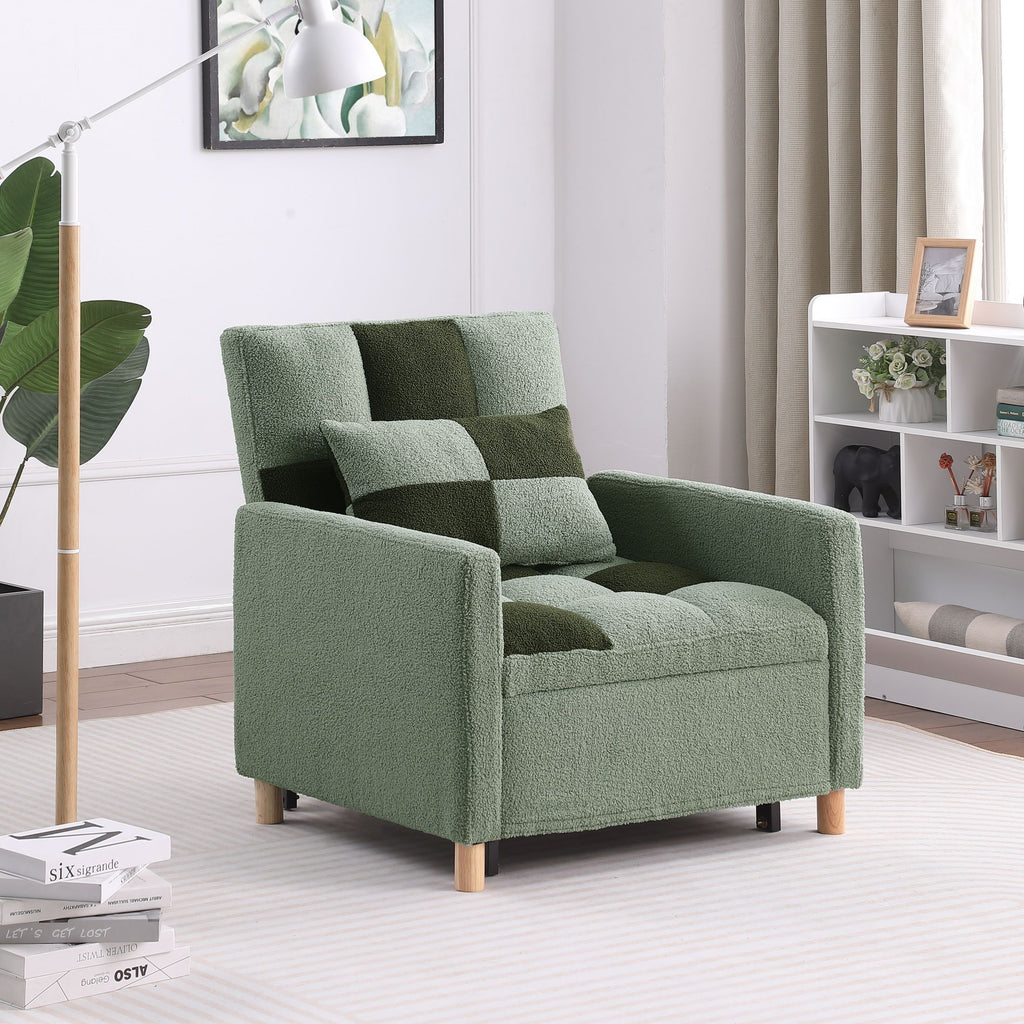 Zechuan Convertible Sleeper Sofa Chair Bed,Adjustable Chair with Pillow,Multi-Functional Sleeper Chair with Soft Teddy Fabric