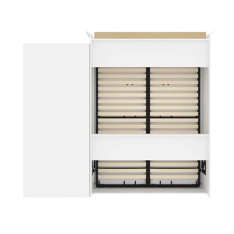 Wood Queen Murphy Bed with Drawers White k7