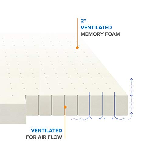 Mattress Topper 2.5 Inch Ventilated Memory Foam Short Queen White k7