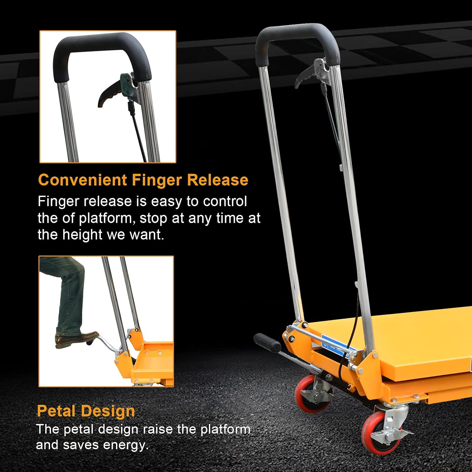 Hydraulic Lift Table Cart Manual Scissor 330 lbs Capacity 7k
