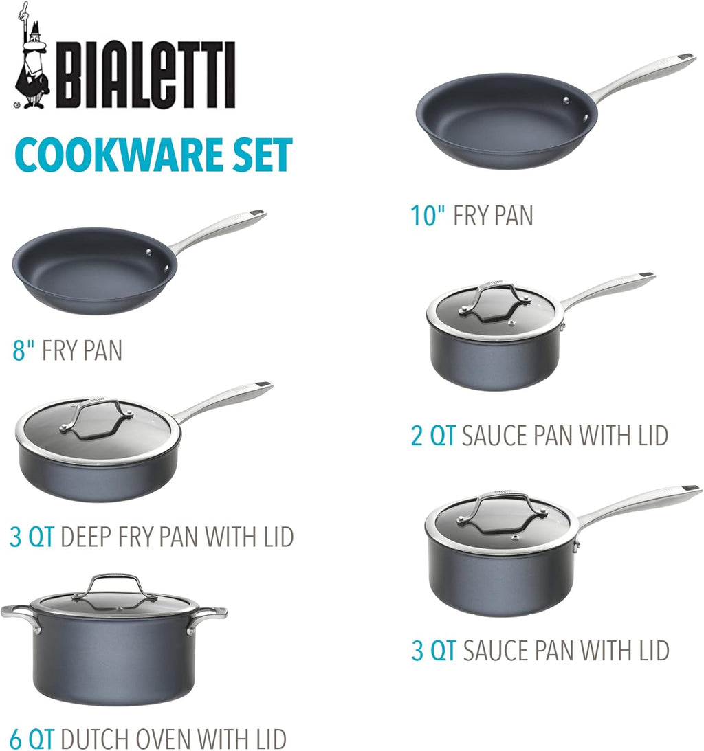 Hard Anodized Nonstick 10-Piece Cookware Set, Oven-Safe Gray k7