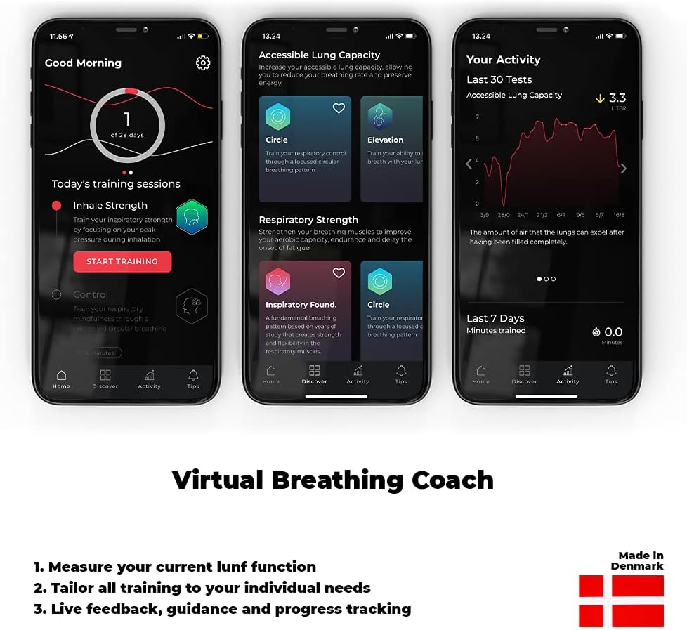 Breathing Exercise Device with Guided Trainer A7k