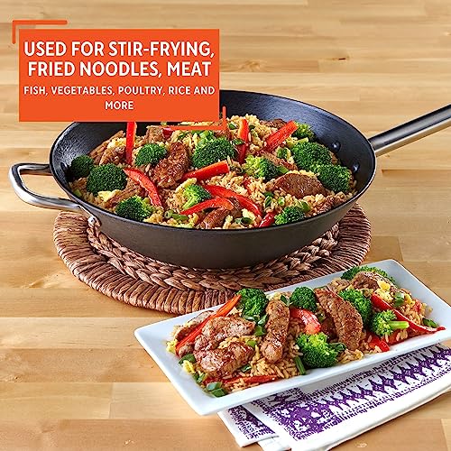 Cast Iron Wok Pre-Seasoned Non-Stick 14 Inch 7k