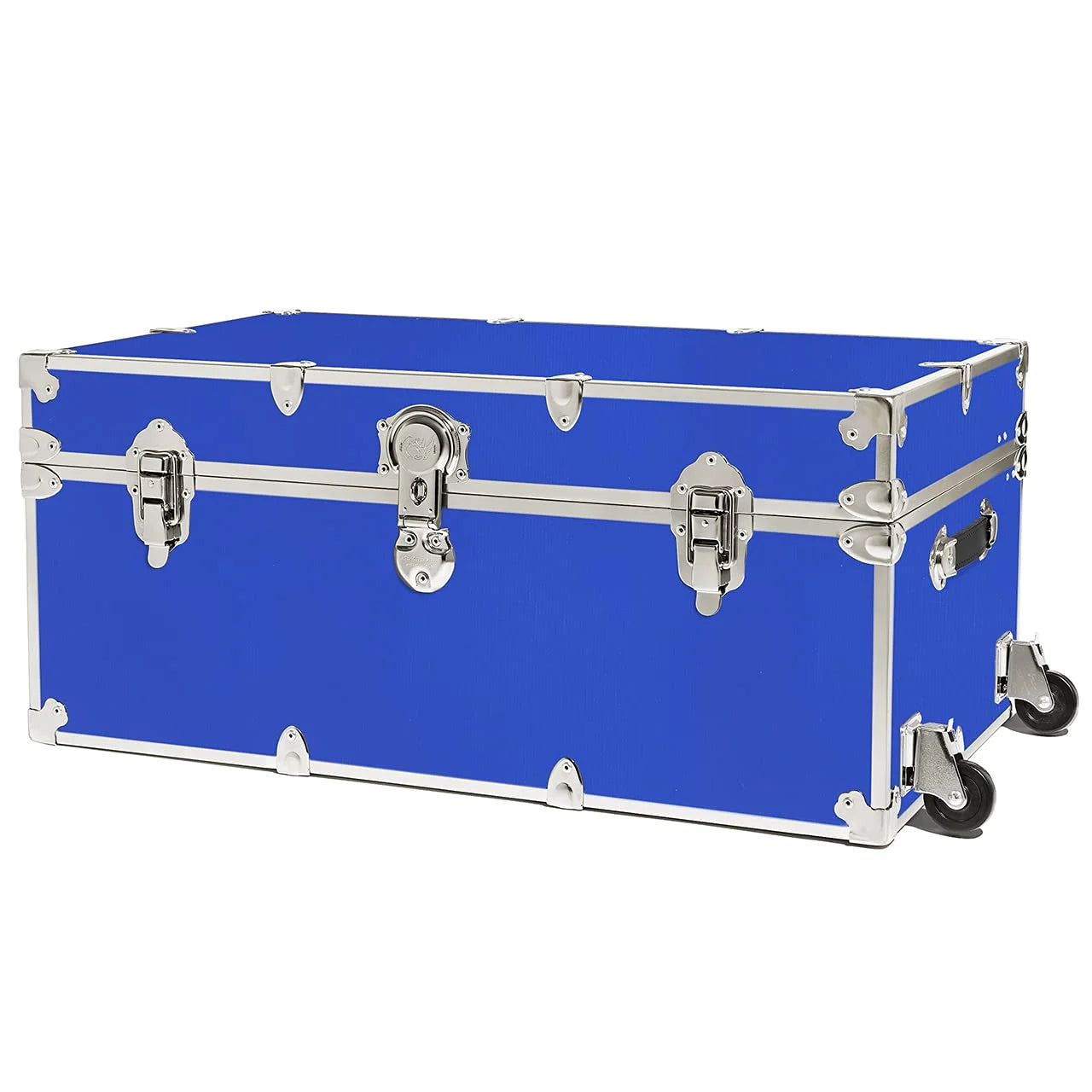 Rhino Trunk & Case Large Armor Trunk with Removable Wheels, Summer Camp, College, Storage 32"x18"x14" (Royal Blue)