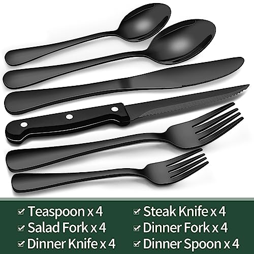 Stainless Steel Flatware Set 24-Piece with Steak Knives A7k