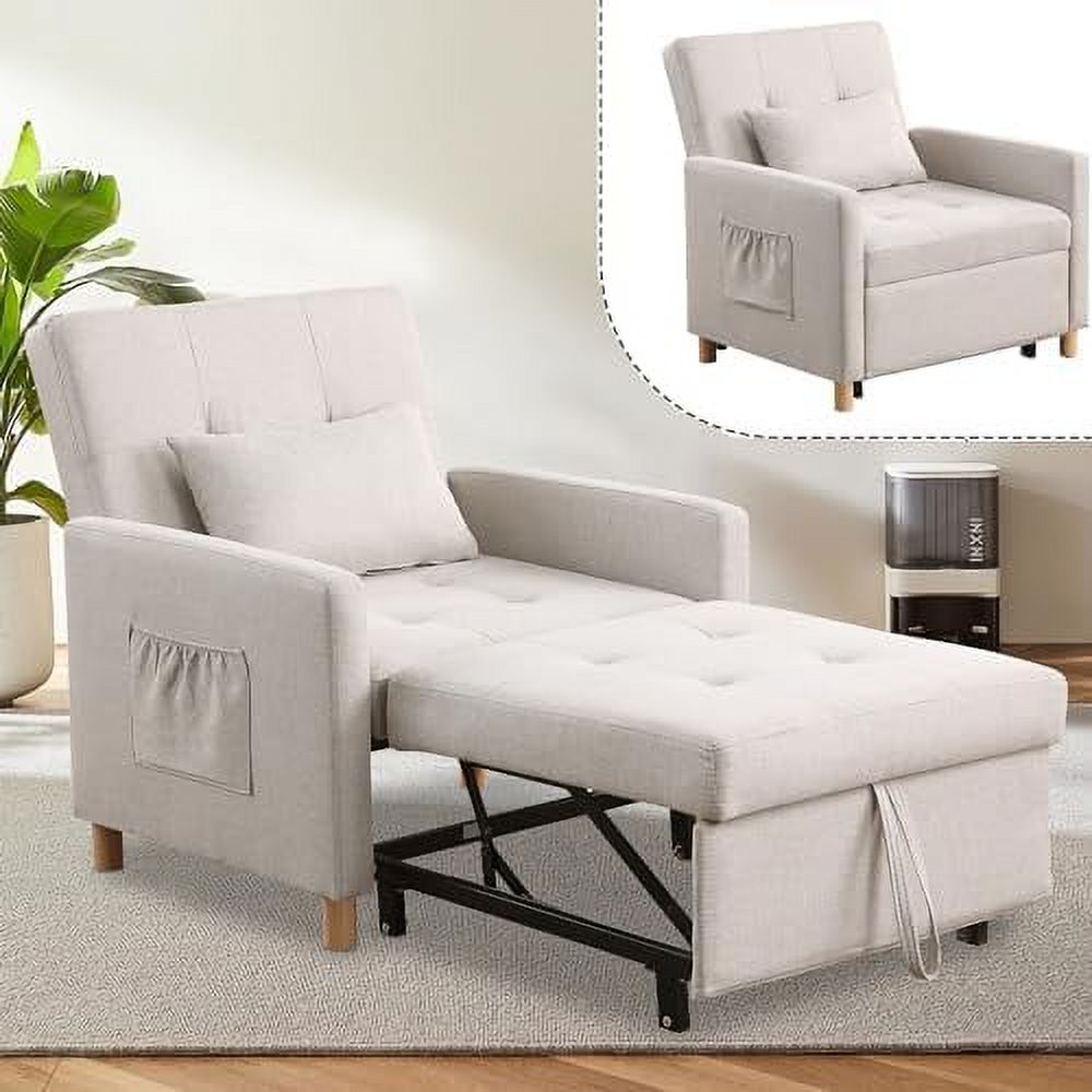 RUNFAYBIU Sleeper Sofa Chair Bed  3-in-1 Single Convertible Chair Multi-Functional Sleeper Chair with Soft Fabric for Living Room  Dorm  Apartment  Bedroom or Office (Grey)