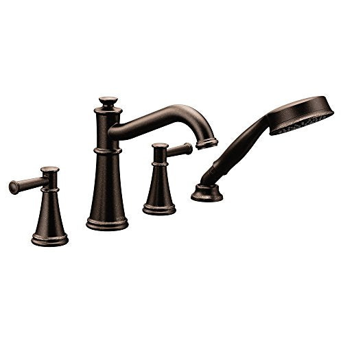 Moen T9024ORB Belfield Two-Handle Deck Mounted Roman Tub Faucet and Hand Shower without Valve, Oil Rubbed Bronze