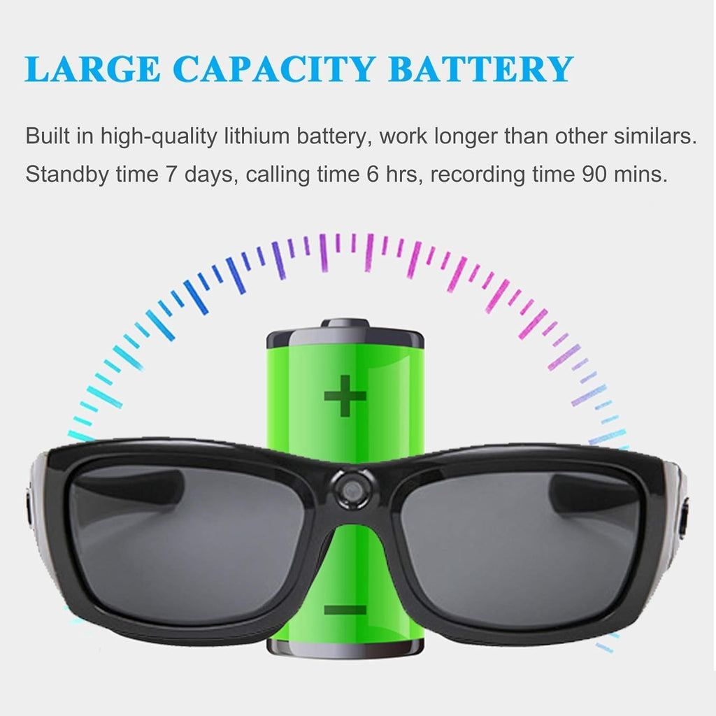 Bluetooth Sunglasses Camera Full HD 1080P Sports Polarized UV Protection A7