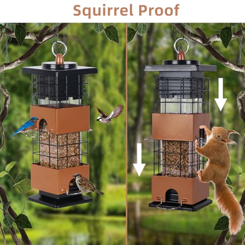 Bird Feeder Squirrel Proof Hanging Metal Outdoor Large Capacity 7k
