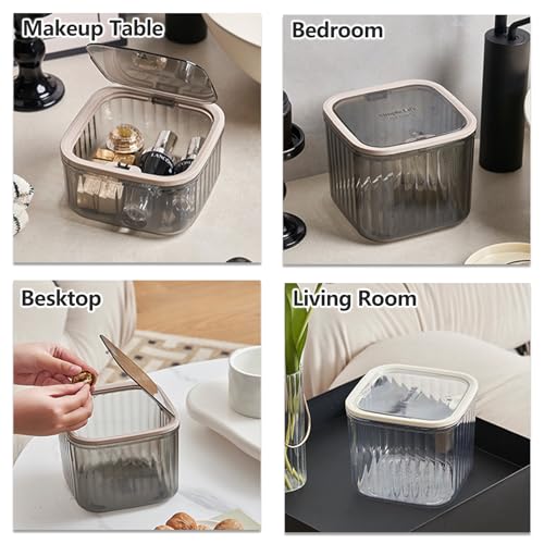 Mini Trash Can with Lid Transparent Desk Waste Basket k7