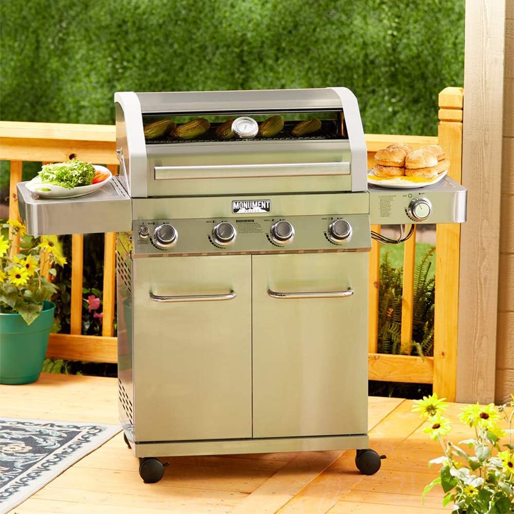 Stainless Steel 4-Burner Cabinet Gas Grill with Side Burner k7