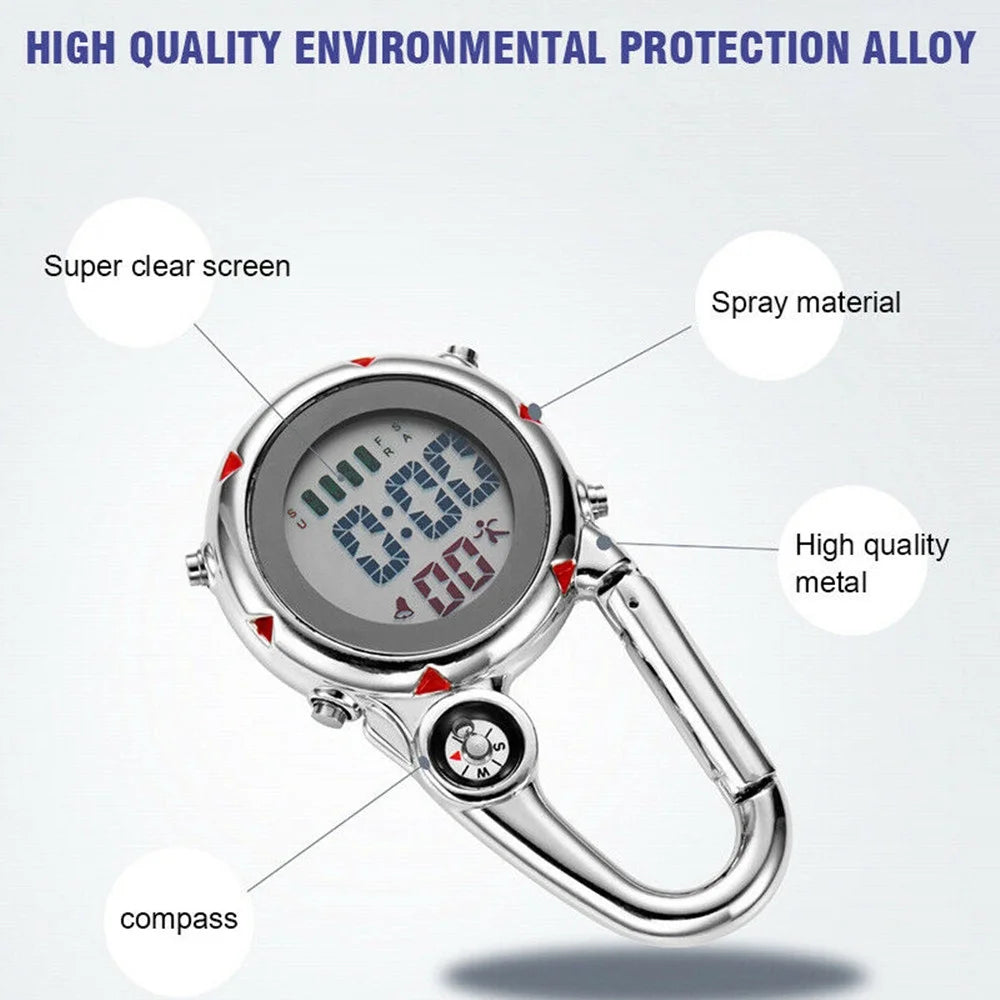 Carabiner Watch for Hiking, Luminous Digital Sports Fob Watch k7