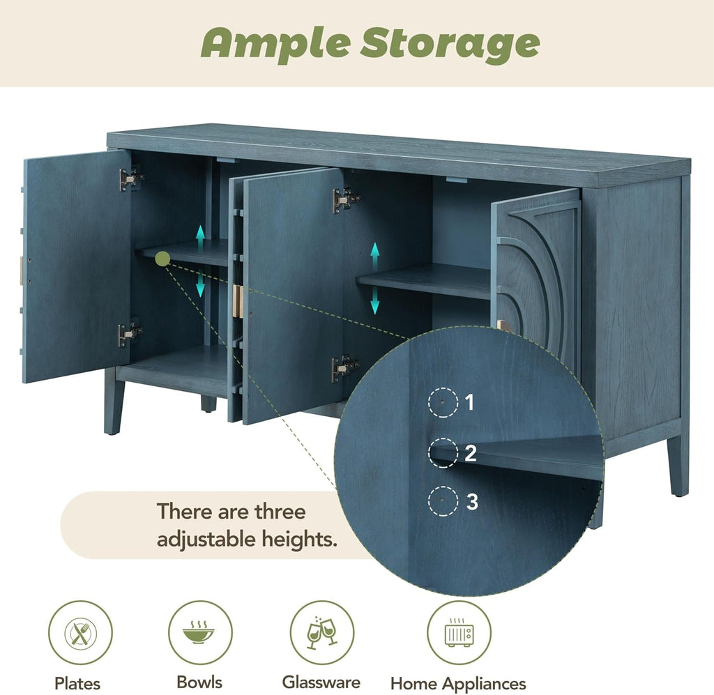 Retro Accent Storage Cabinet with Circular Groove Door A7k