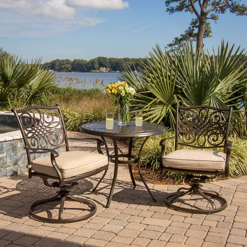 Bistro Set with Cast Top Table, 32, Red k7