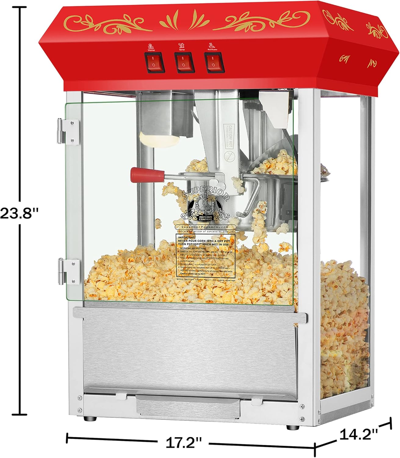 Popcorn Popper 3-Gallon Countertop Red k7