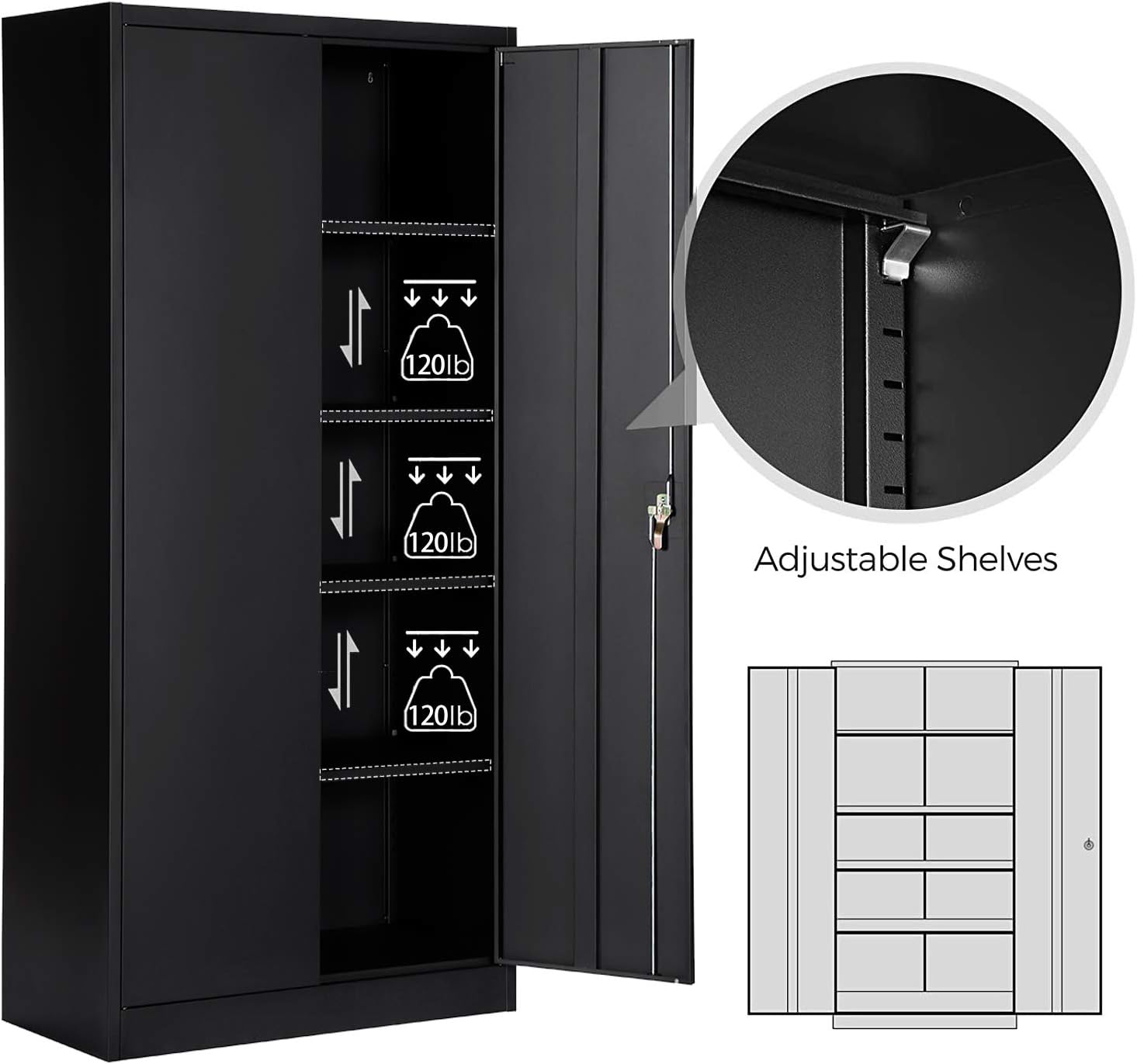 Metal Storage Cabinet with Locking Doors and Shelves a7