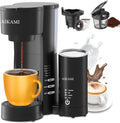 Single Serve Coffee Maker for K Cup & Ground Coffee with Milk Frother, 6 to 14 Oz Brew Sizes, Auto-Off Coffee Machine with Clear Water Reservoir