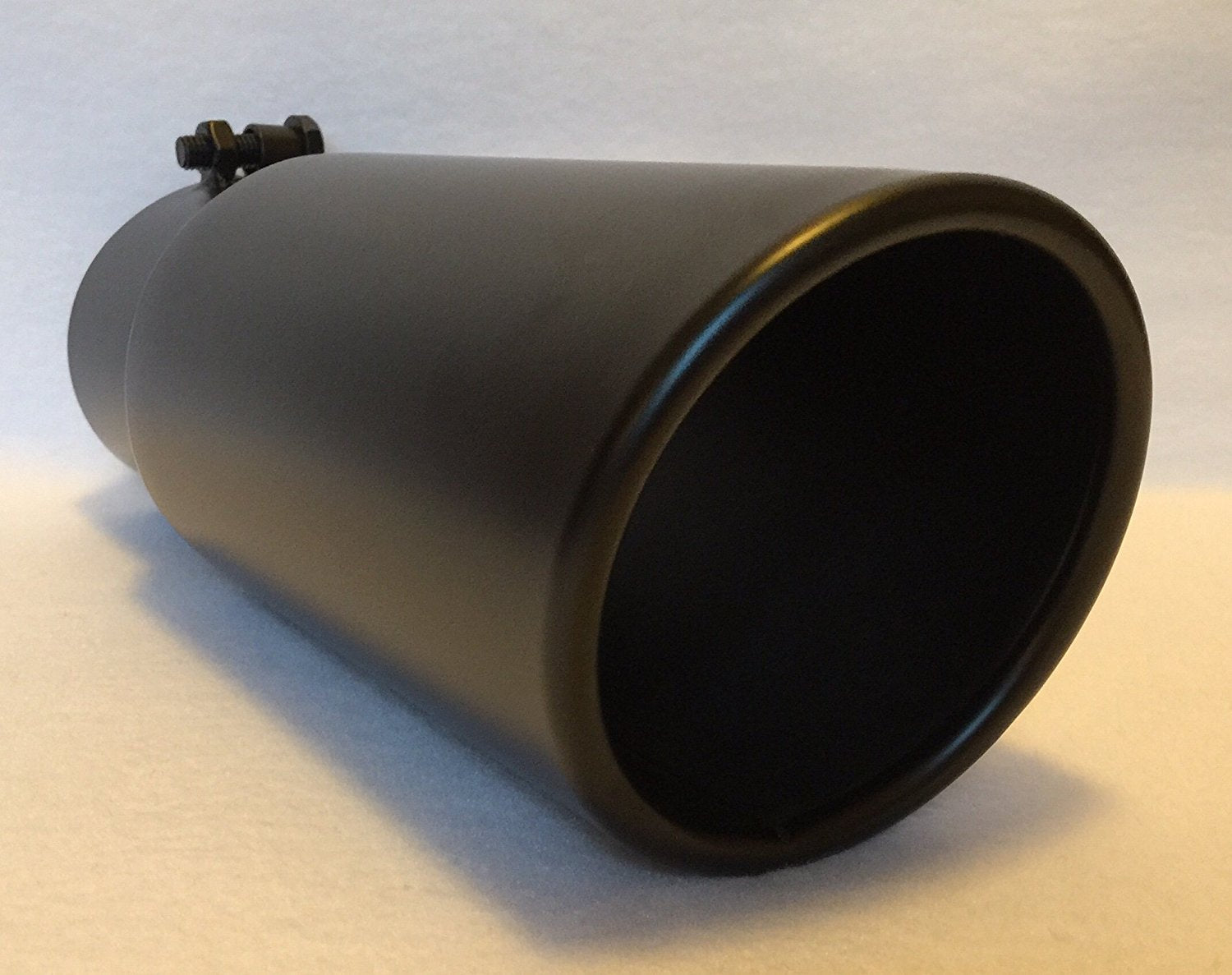 3.5" Inlet 4.5" Outlet 12" Rolled Edge Flat Black Exhaust Tip a7