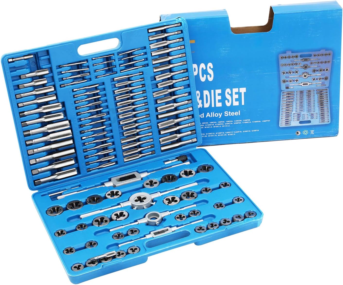 86 Piece Metric SAE Tap and Die Set, Titanium Coated with Case A7