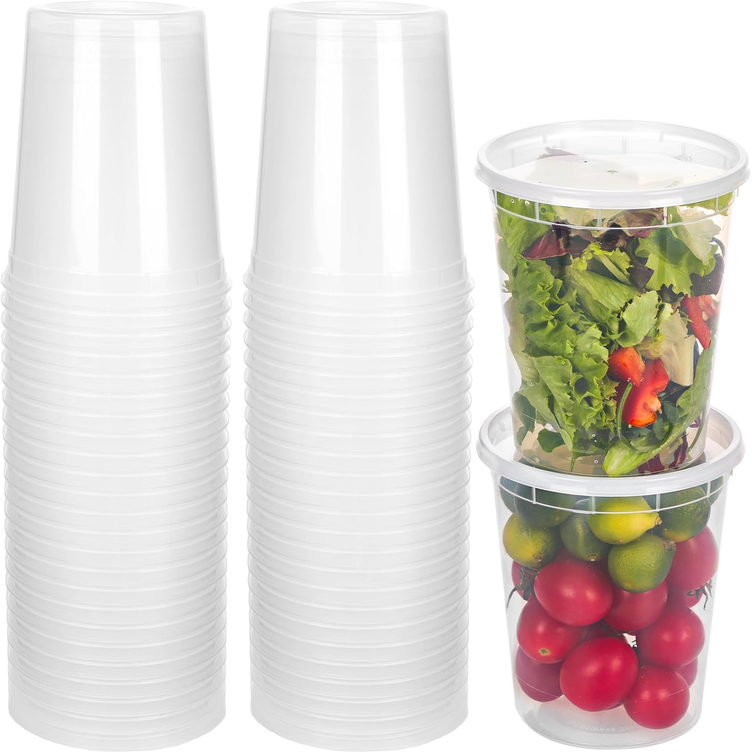 Moretoes 60 Sets 32 Oz Soup Containers with Lids, Deli Containers with Lids, Heavy-Duty Microwaveable Airtight Container for Soups, Leftovers, Sauces