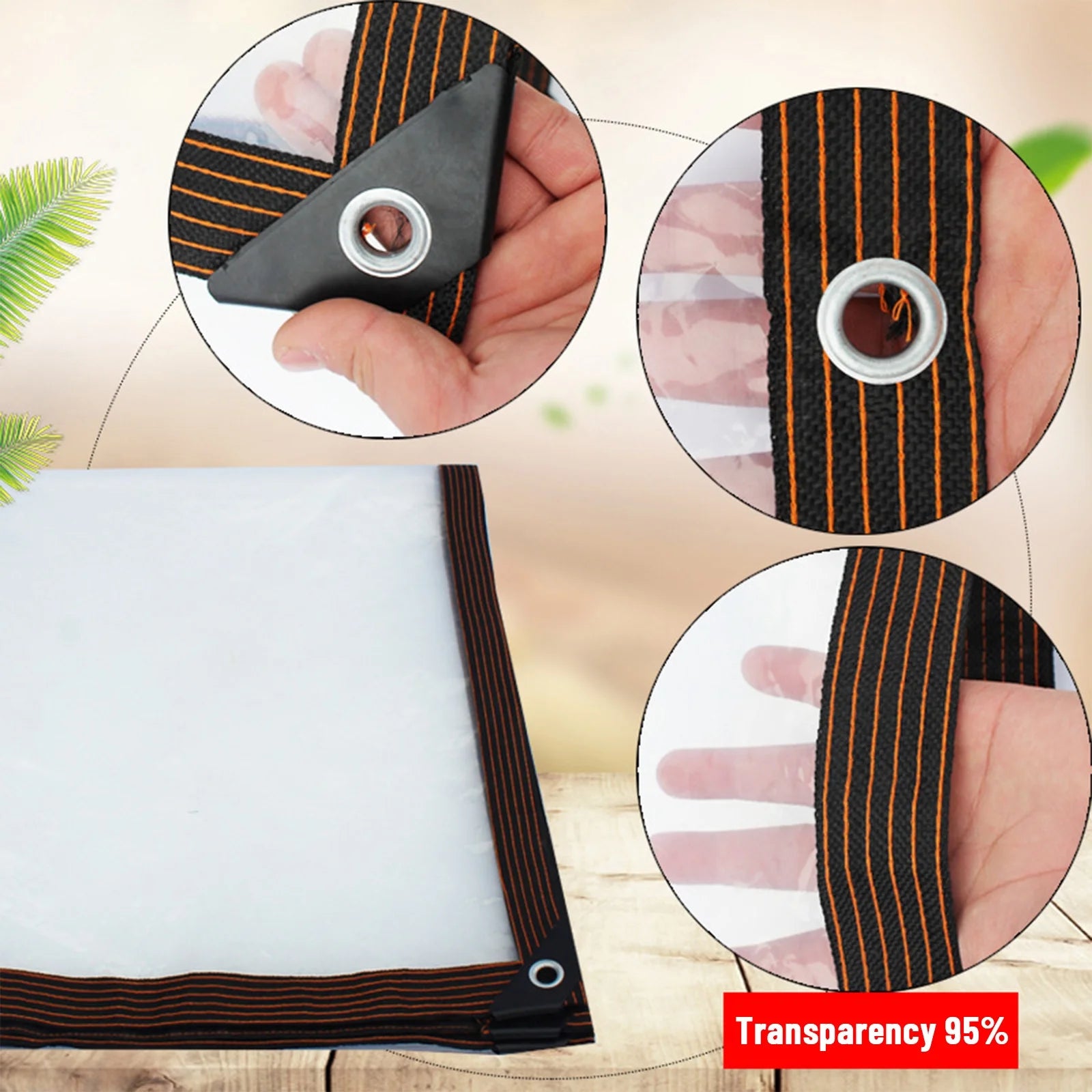 Clear Tarps UV Resistant Vinyl Coated PVC with Rustproof Grommets a7