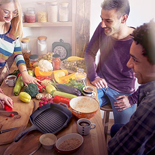 Cast Iron Square Grill Pan with Glass Lid 10.5 Inch K7m