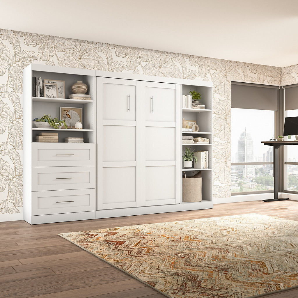 Murphy Bed with Shelving and Drawers Rustic Brown 7k
