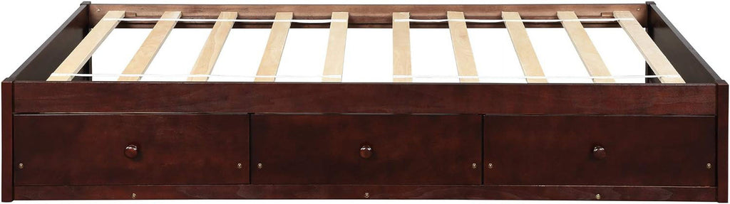 Storage Bed with 3 Drawers Wood Platform Frame k7
